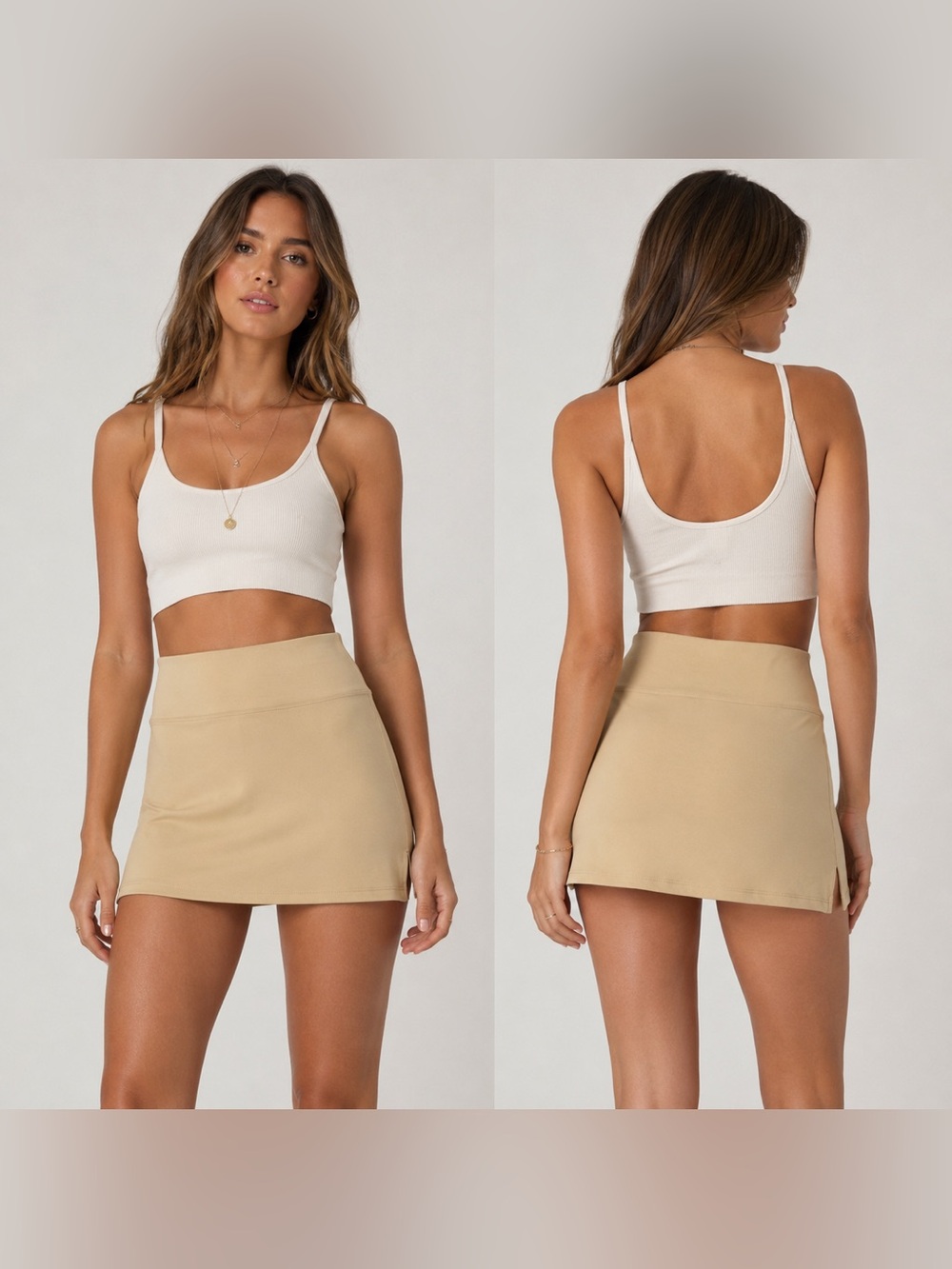 NWT Intimately Free People Beige Stretch Micro Mini Skirt Side Slits